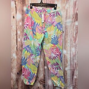 Sundry Multicolor Tropical Leaf Pants